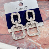 Pave square earing
