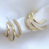 Pave zircon fan shape earring