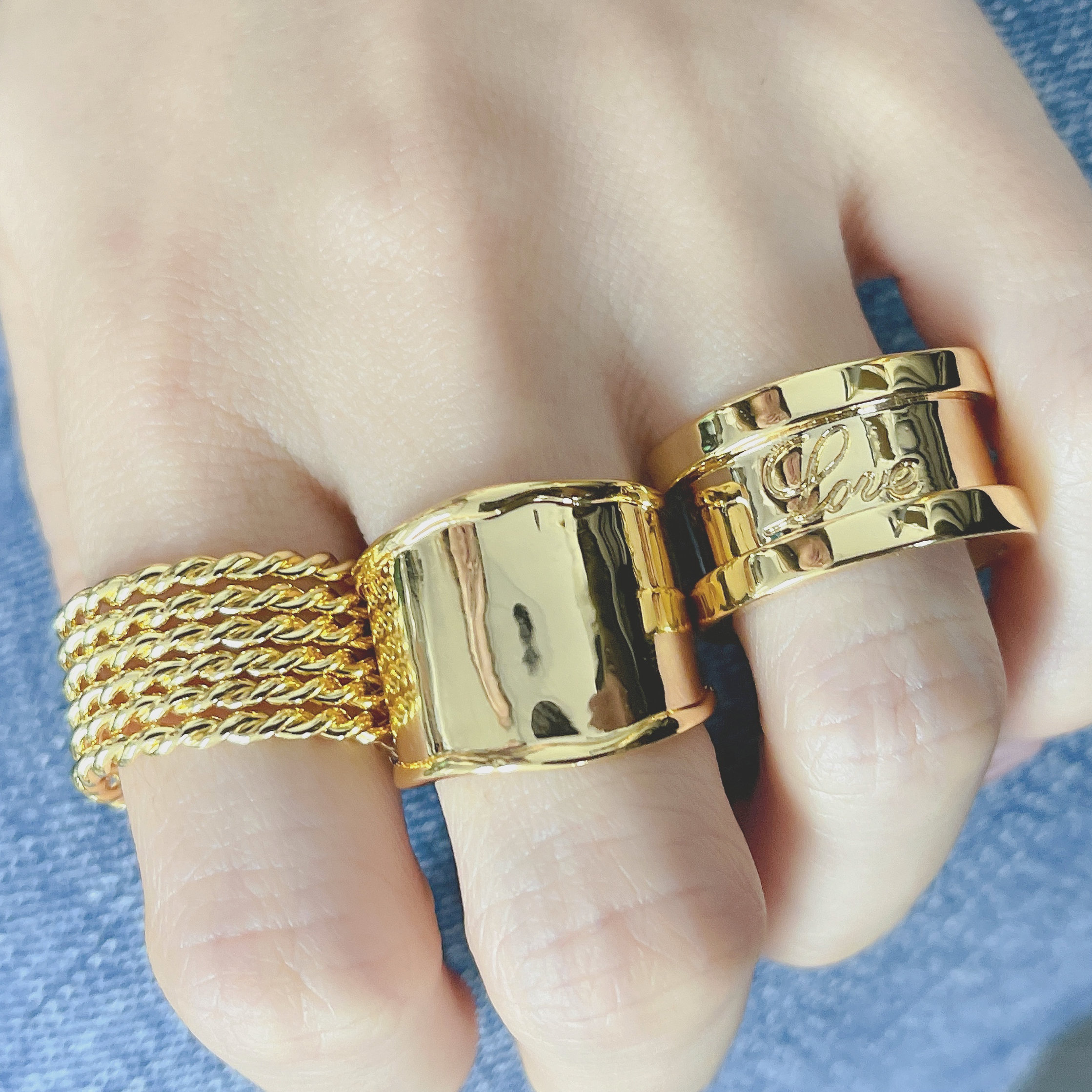18k gold plating Plain metal love ring