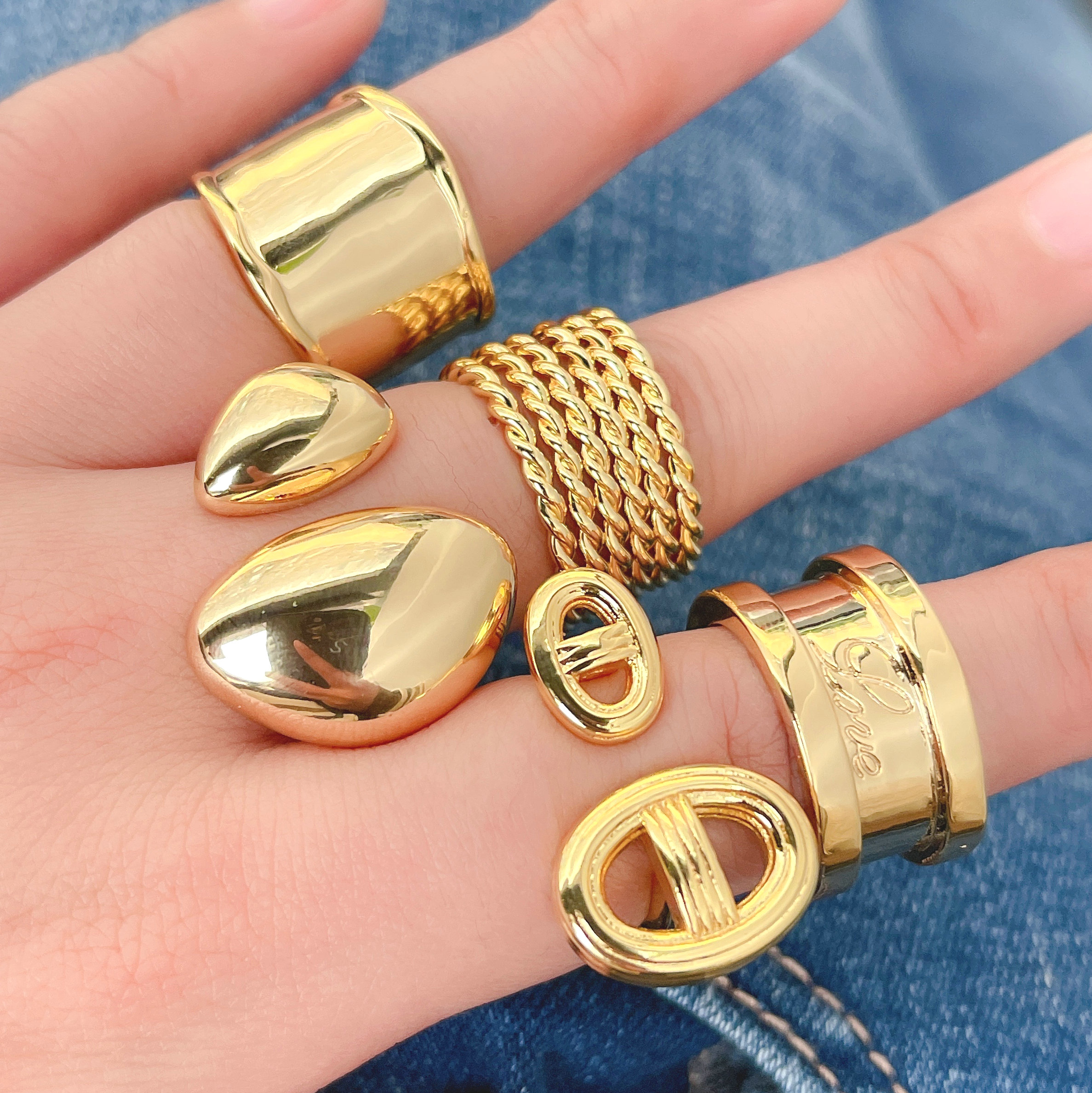 18k gold plating Plain metal love ring