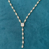 Pave square zircon necklace