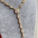 Pave square zircon necklace