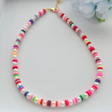 15inch Fresh water pearl with colorful clay beaded necklace