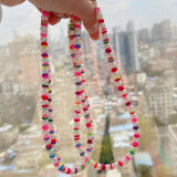 15inch Fresh water pearl with colorful clay beaded necklace