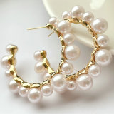 45CM Large circle C-shaped Pearl Earring CMEDLY-2376947