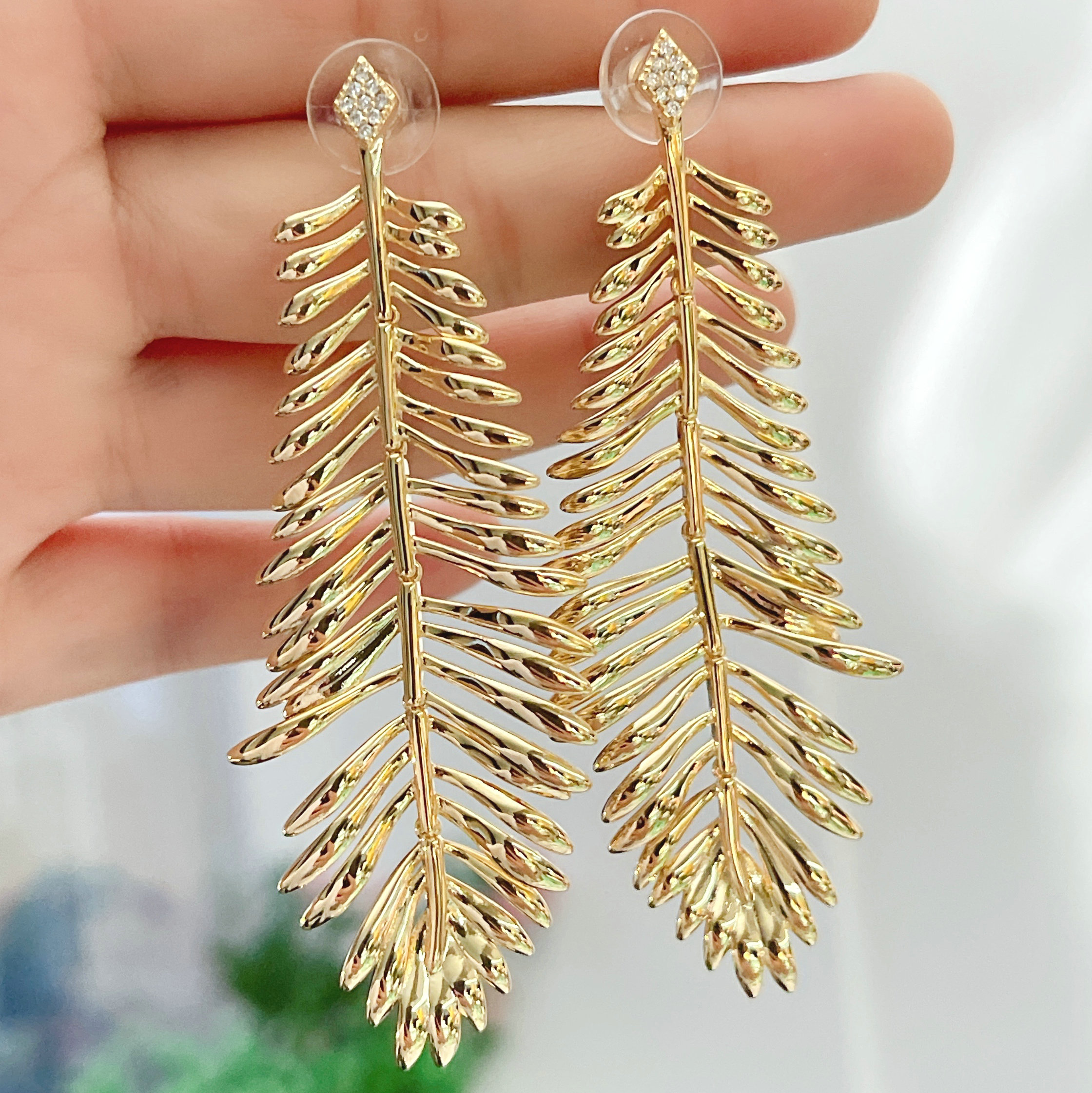 18K Gold Plated  Leaf Tassel Earring CMEADL-2376950