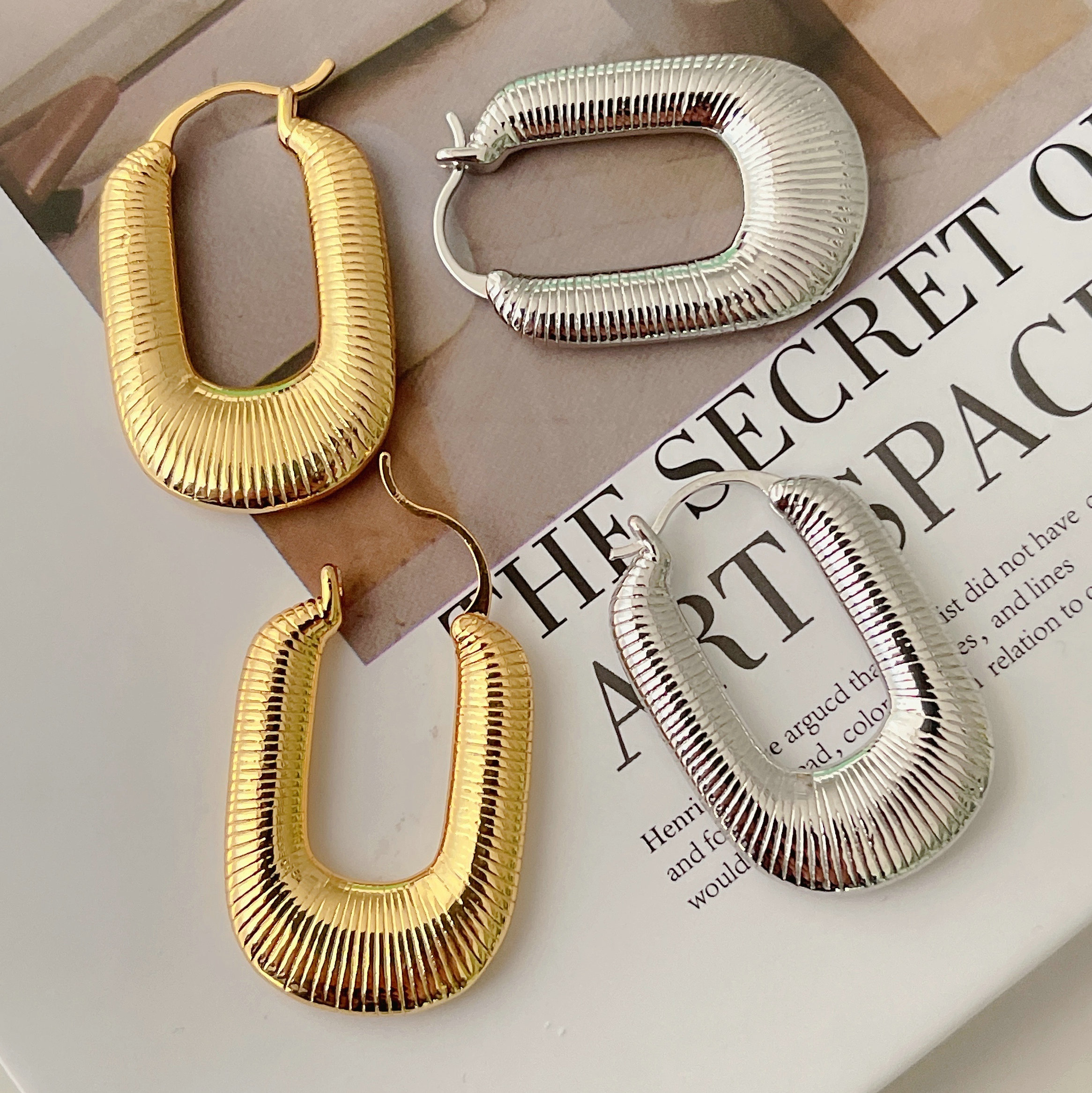 Striped U-shaped Earring CMEDYX-2376962