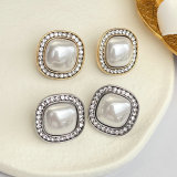 Fashion square pearl earring stud CMEADL-2376946