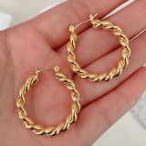 Gold Plated Twist Hoop Earring CMEADL-2376956