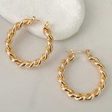Gold Plated Twist Hoop Earring CMEADL-2376956