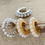 Semicircular C-shaped Pearl Earring CMEYSL-2376948