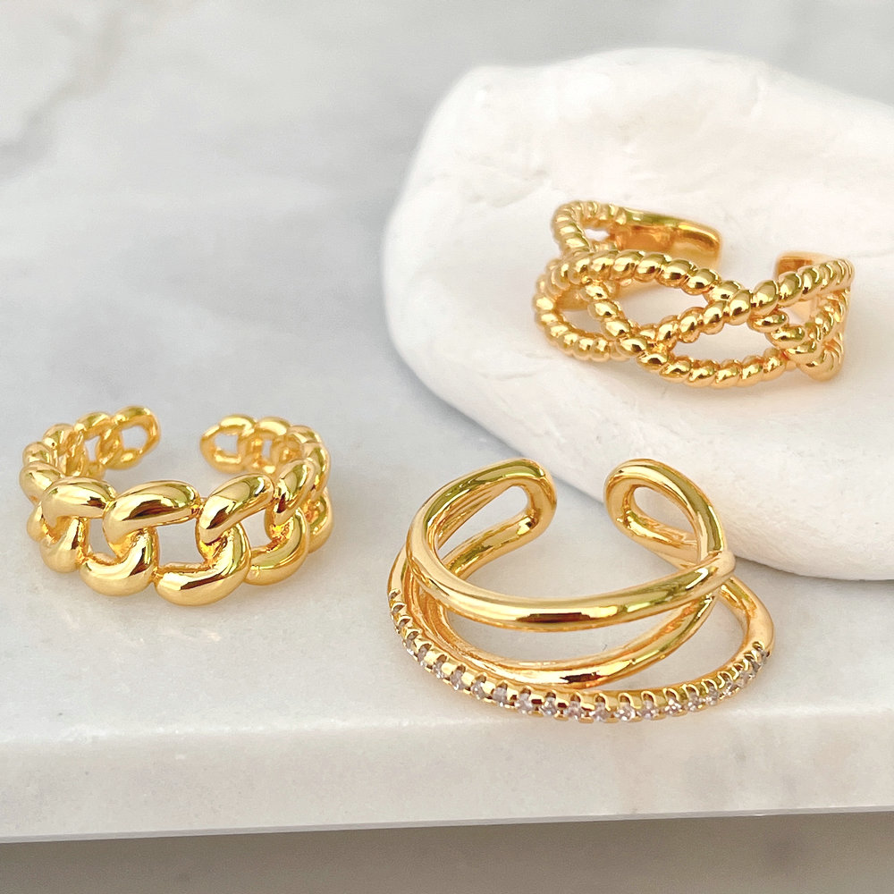 18k Gold Plated Metal Adjustable Ring