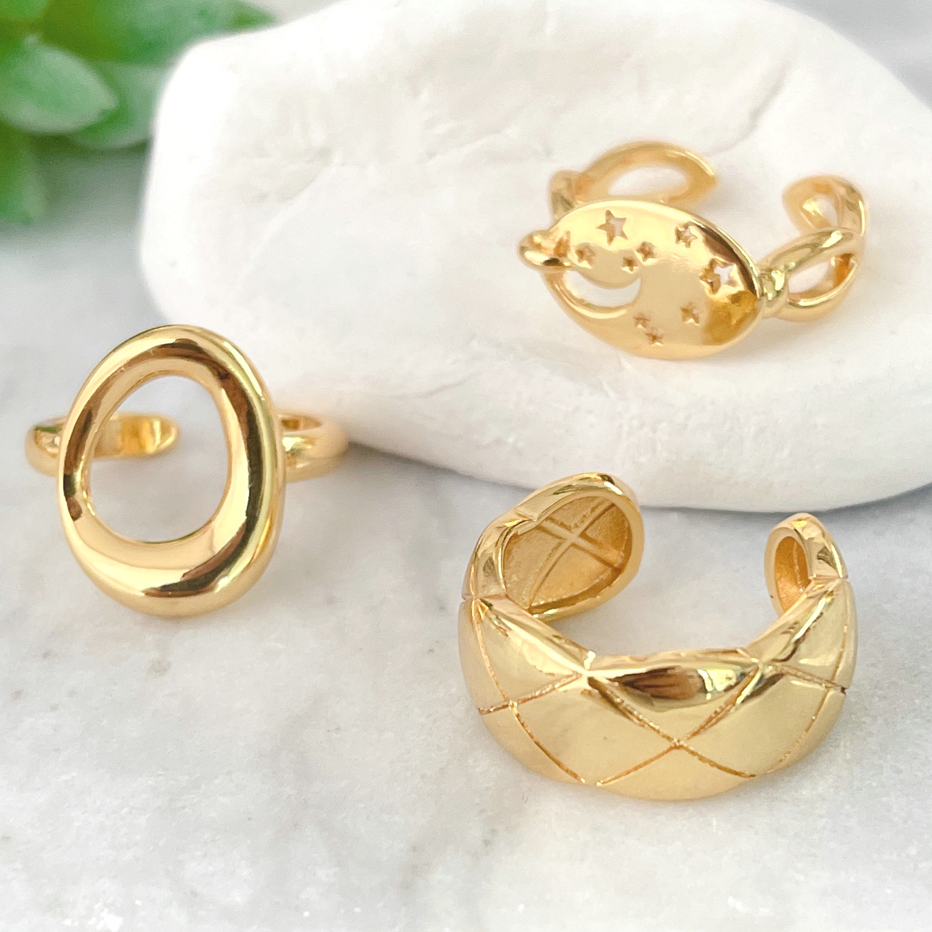18k Gold Plated Metal Adjustable Nail Ring