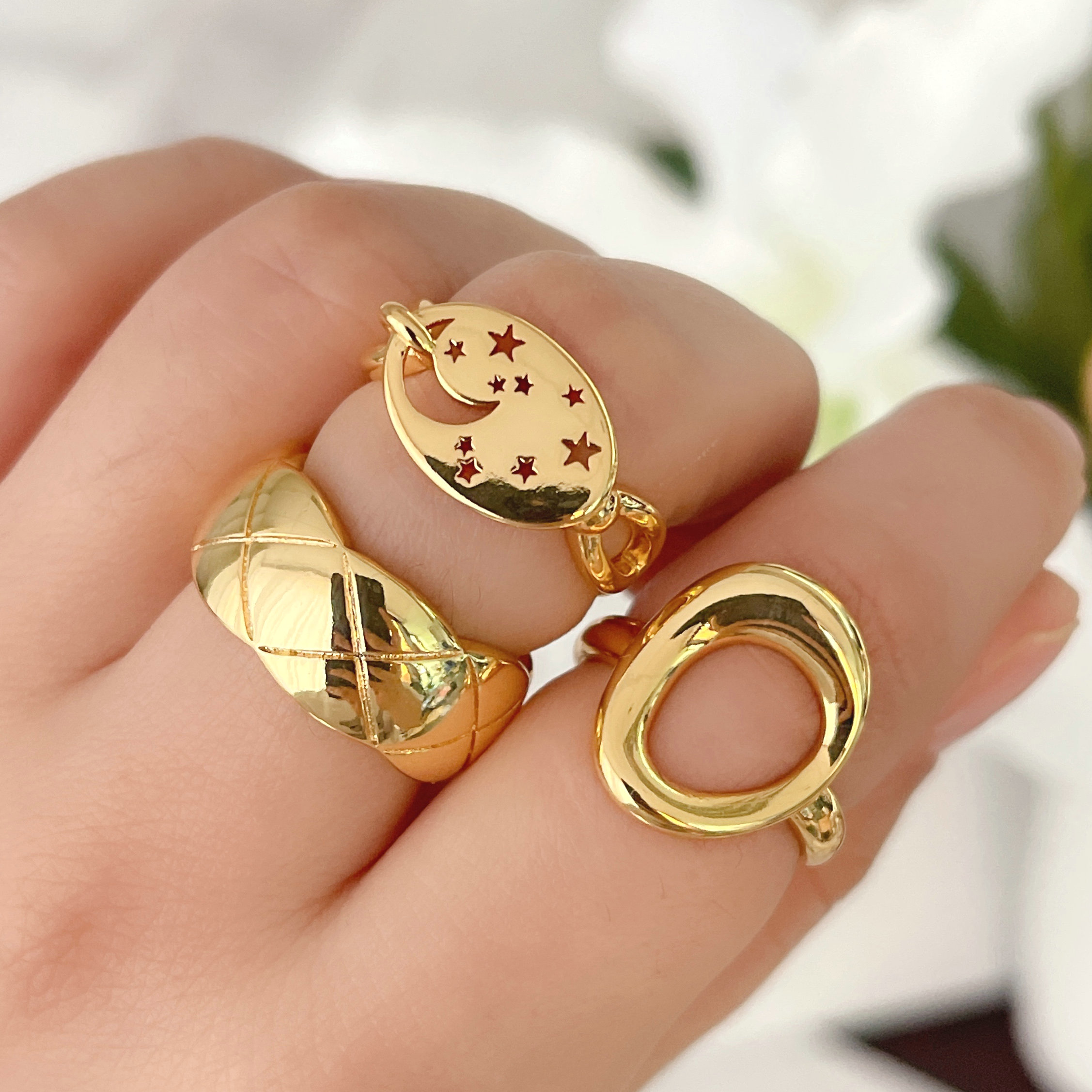 18k Gold Plated Metal Adjustable Nail Ring