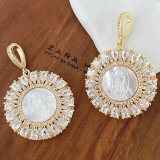 18K Gold Plated  Virgin Mary Round Pendant