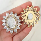 18K Gold Plated Mirco Pave Virgin Mary Pendant