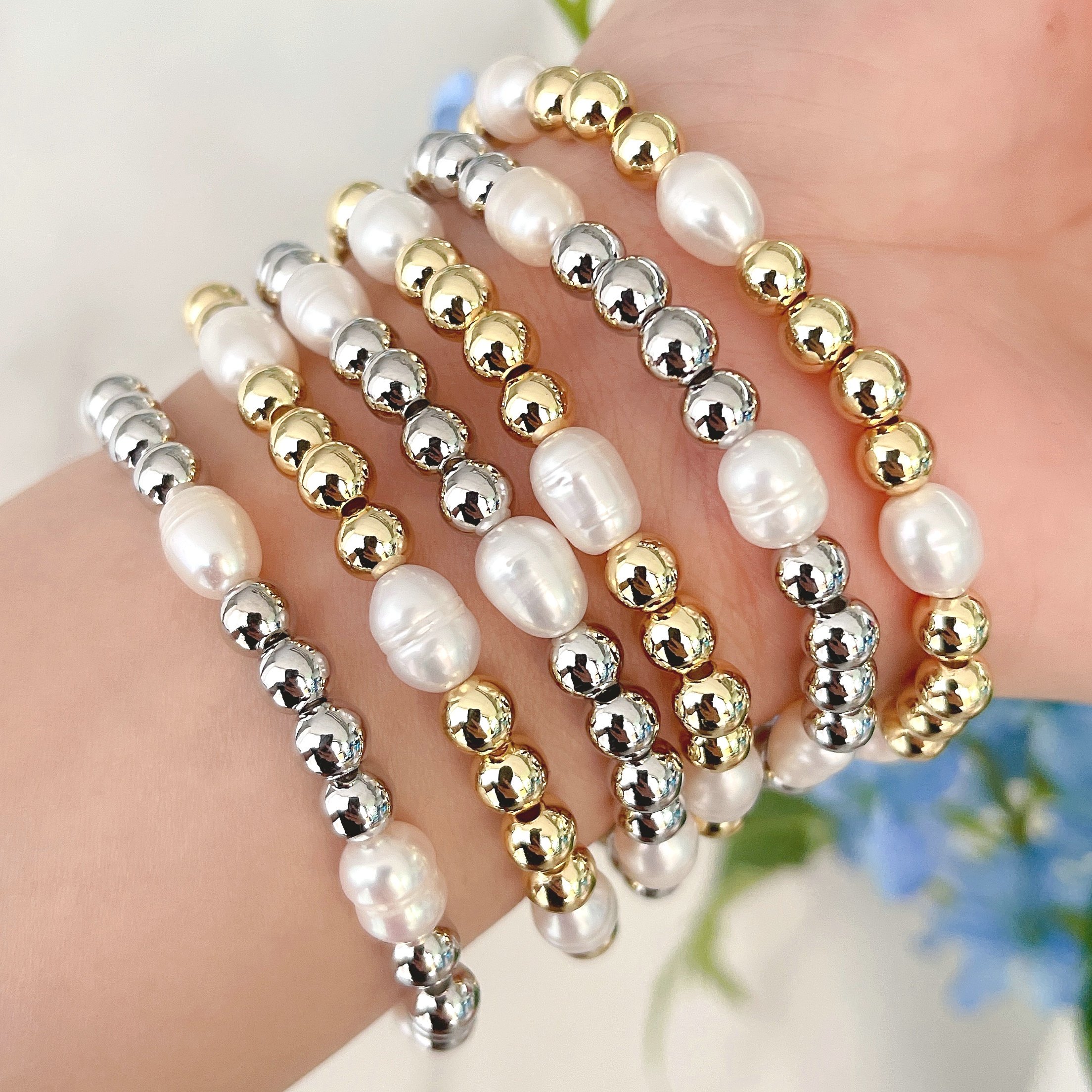 6mm Brass Beaded with fresh water pearl