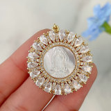 18K Gold Plated  Virgin Mary Round Pendant