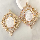 18K Gold Plated Mirco Pave Virgin Mary Pendant 50*40mm