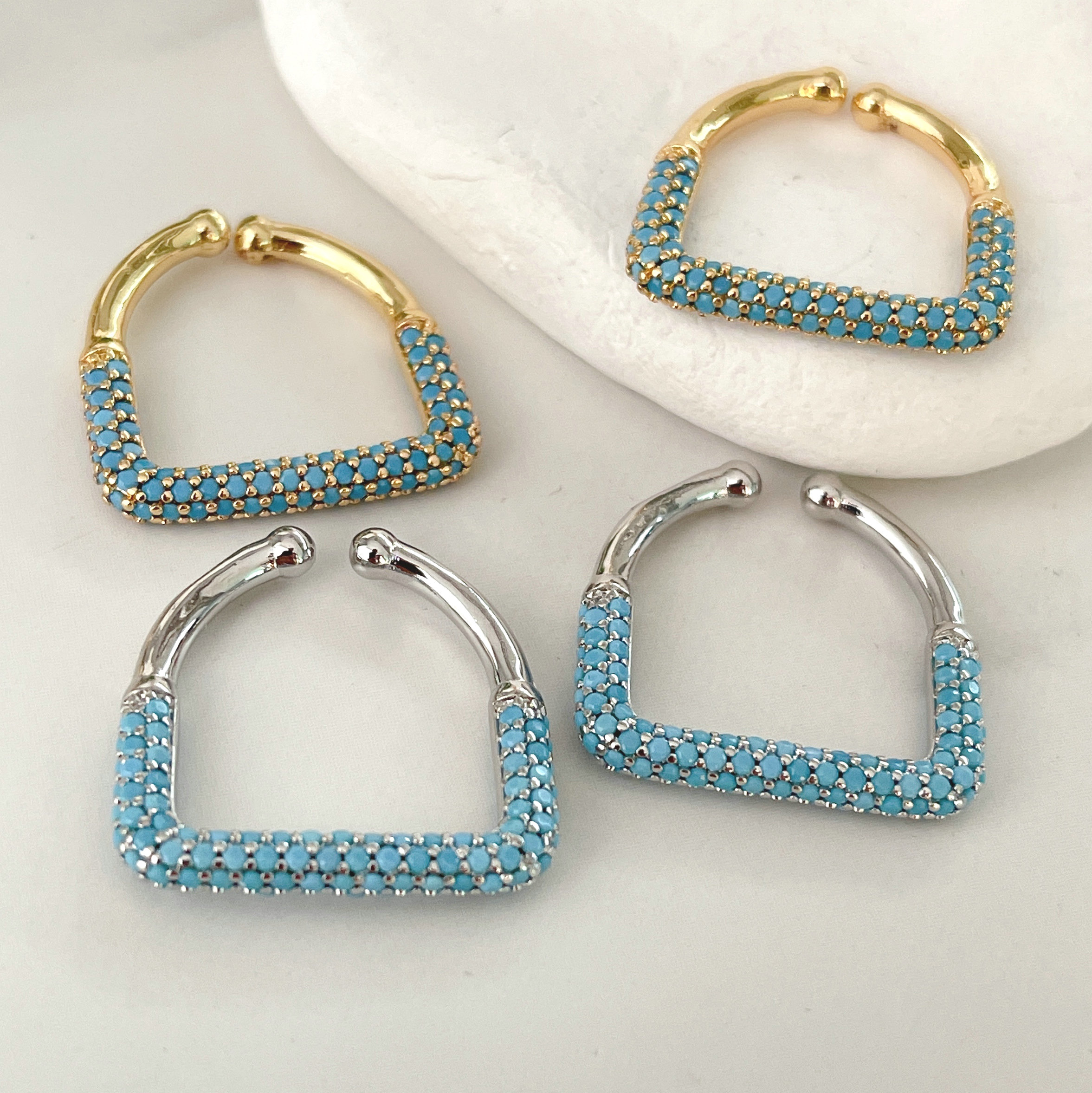 Turquoise stone long ring