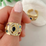 Big colorful stone adjustable ring