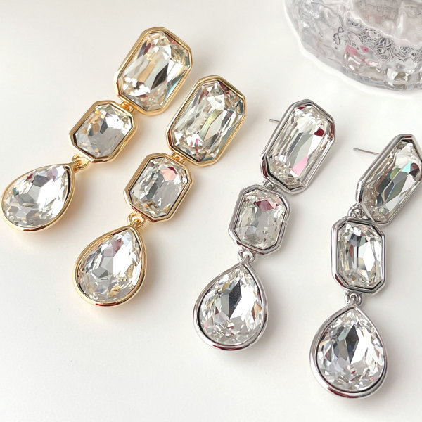 CMEADL-2395463 Long white Crstal Earrings