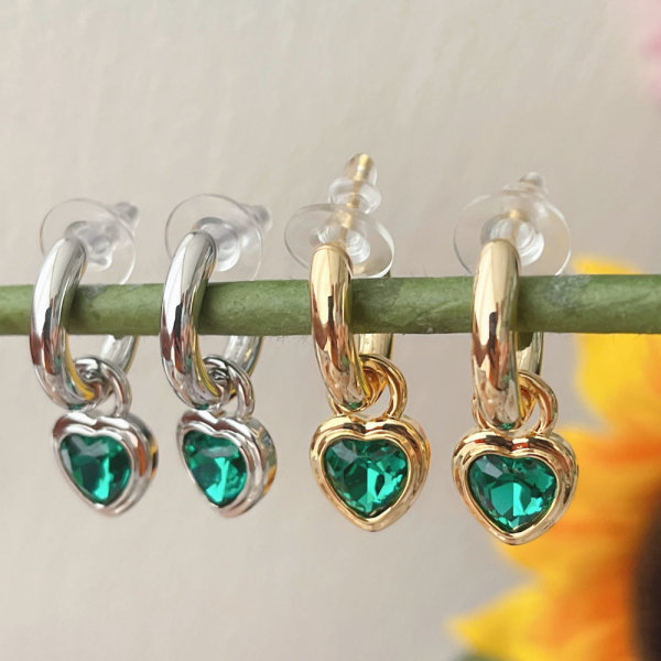 CMEADL-2397873 Fashion Earrings With Green Heart Charm