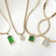 Stainless Blade necklace with Green Stone Charm