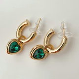 CMEADL-2397873 Fashion Earrings With Green Heart Charm