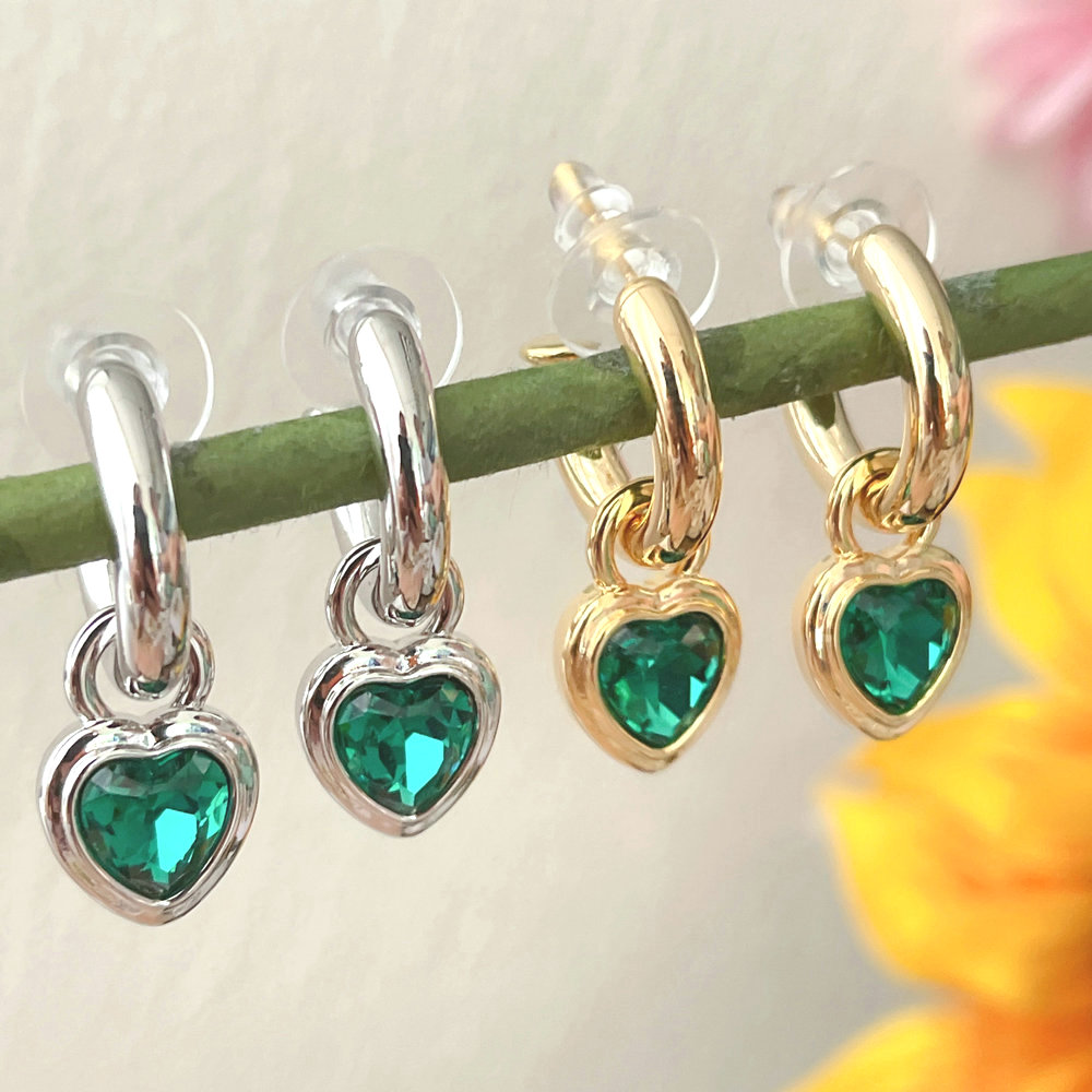 CMEADL-2397873 Fashion Earrings With Green Heart Charm