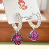 Pave Zircon Ball Hoop Earrings