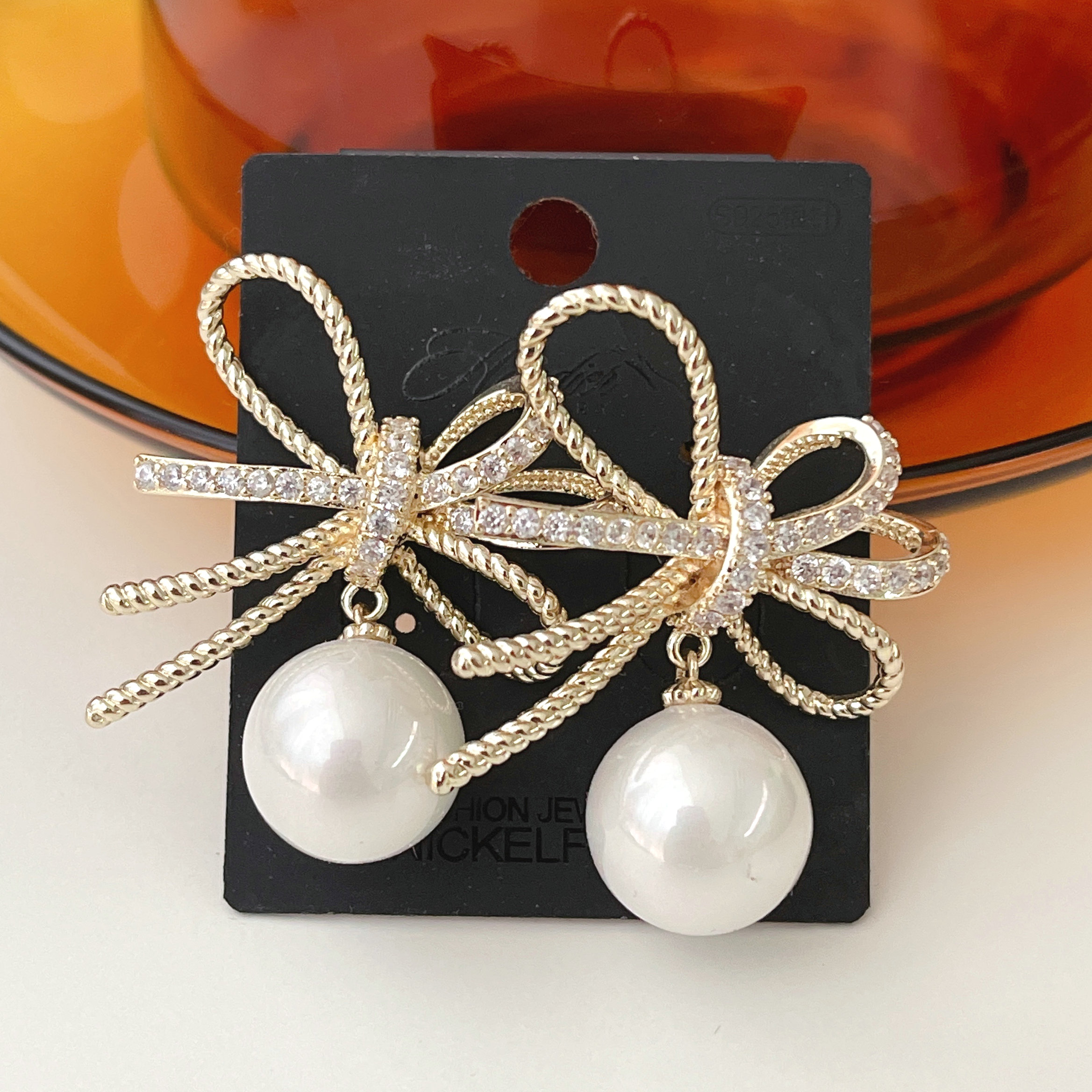 Fine Bow Pearl Earrings
