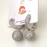 Pave Zircon Ball Hoop Earrings
