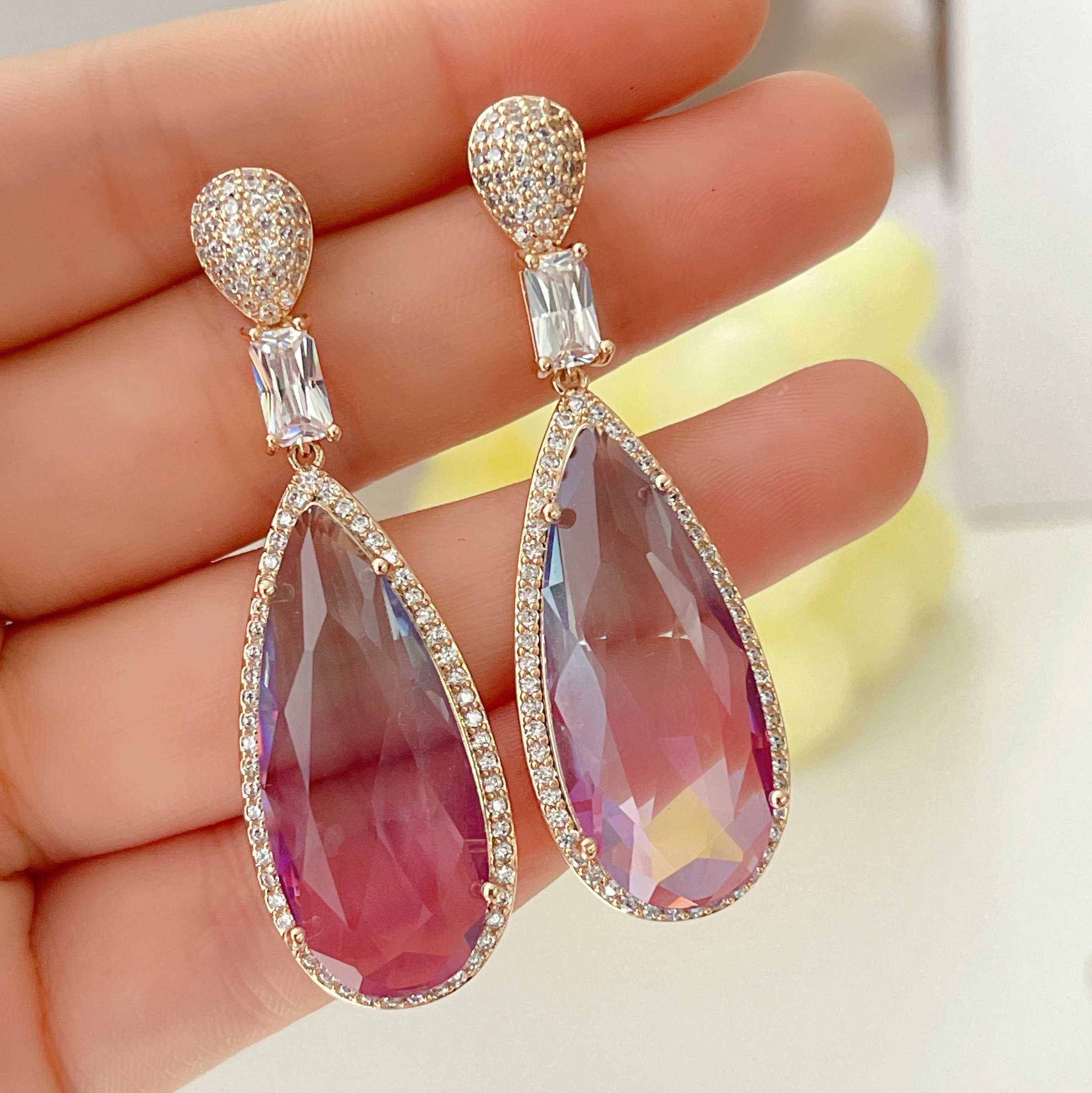 Long Colorful Stone Earrings