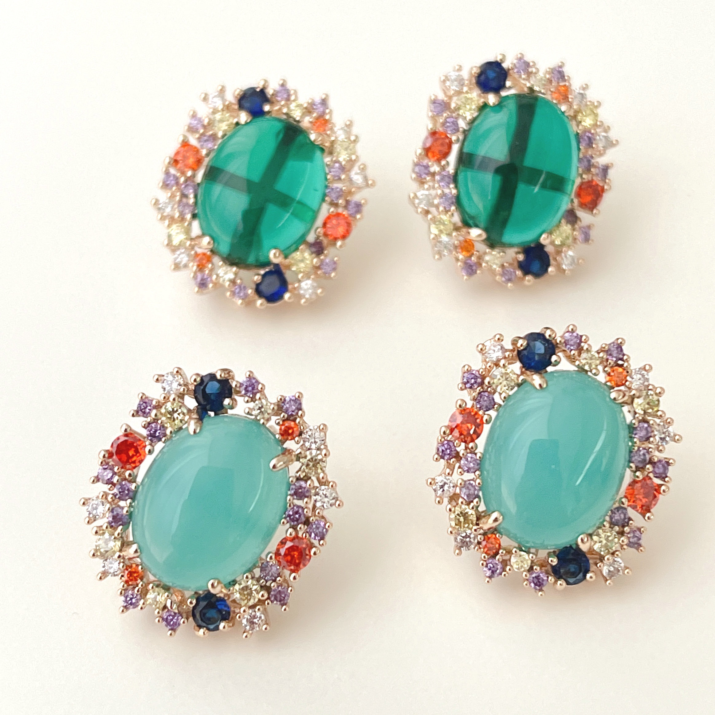 Colorful Zircon Earrings Stud With Stone