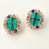 Colorful Zircon Earrings Stud With Stone