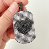 30*45mm Big Tag Pendant with Inset Pave Peach Heart