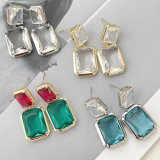 Big Suqare Crytal Earrings