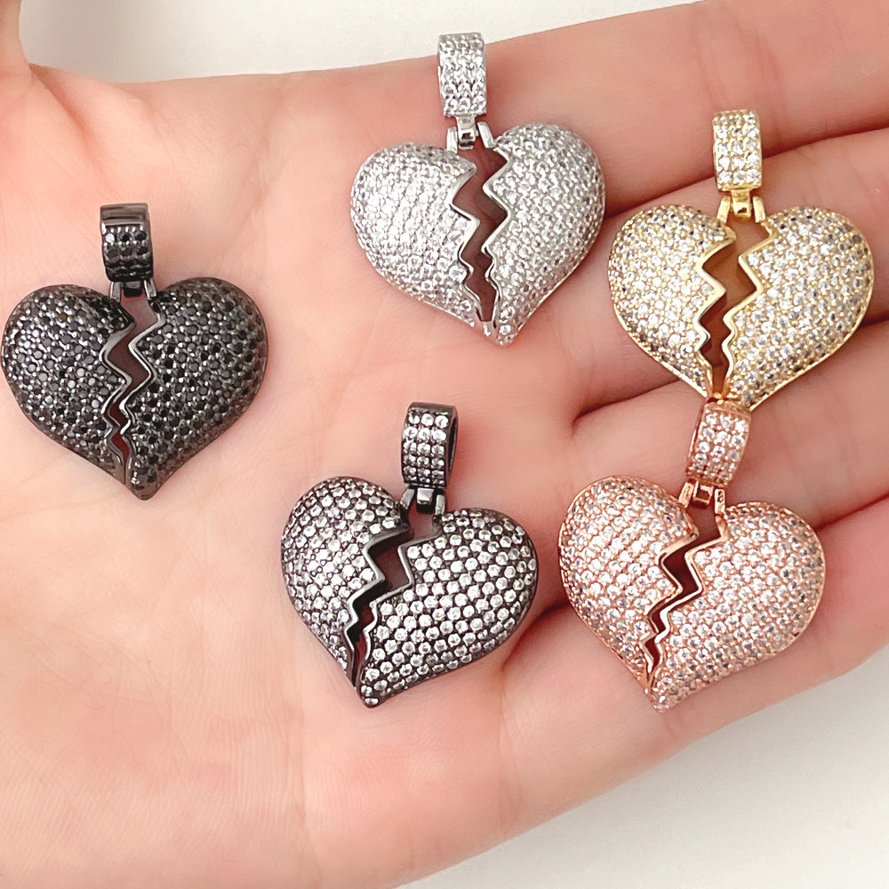 20*23mm ECG Peach Heart Pendant