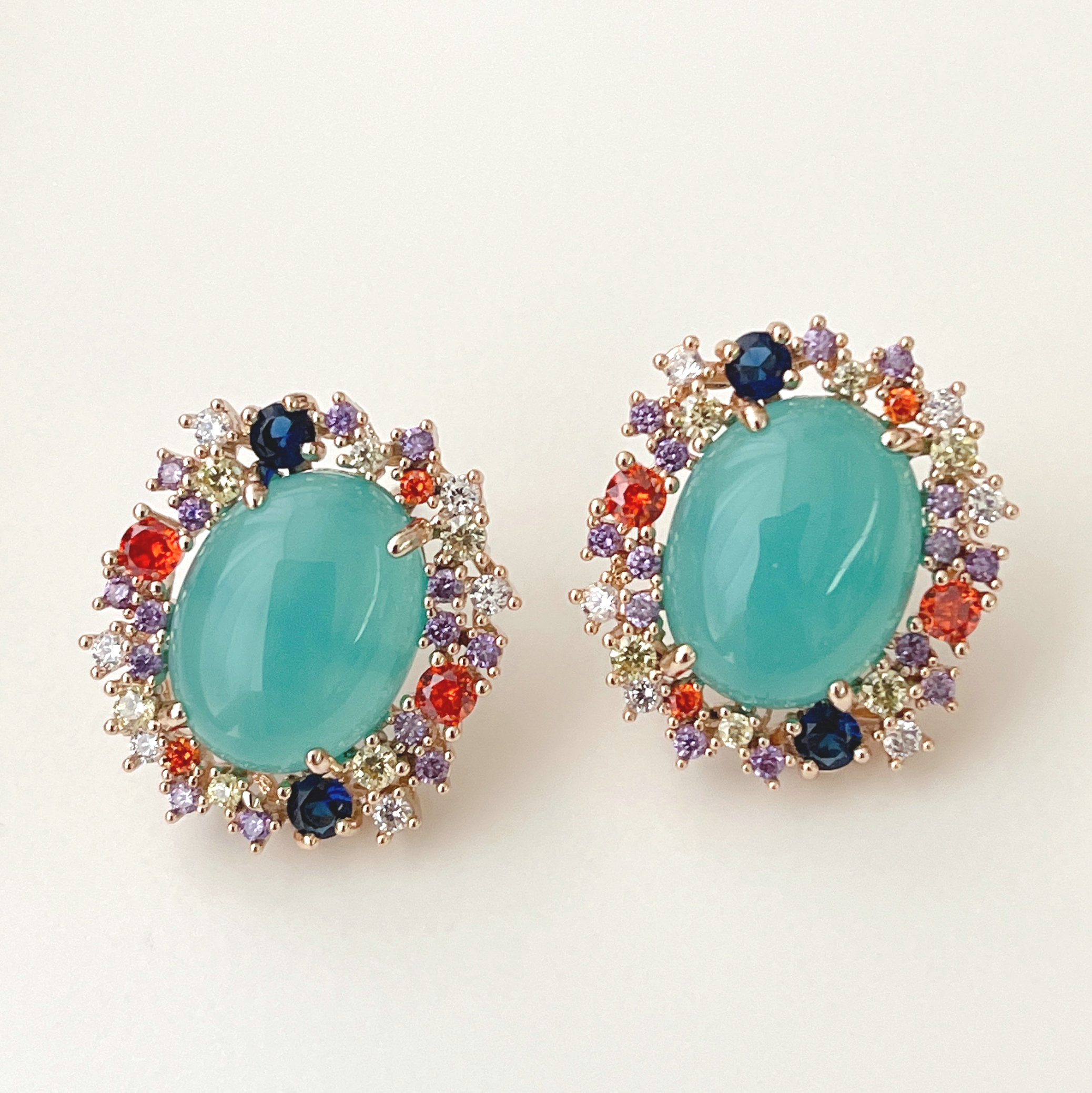 Colorful Zircon Earrings Stud With Stone
