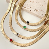 18K Gold Plated Stainless Steel Herringbone Chain Necklace