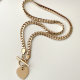 Stainless Steel Cuban Necklace With Heart Pendant