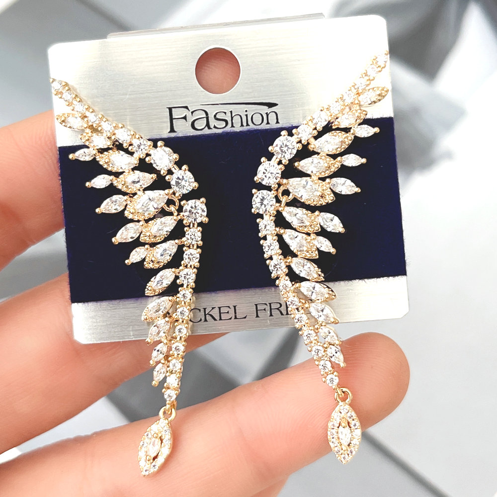 Mirco Pave Long Zircon Earrings CMEGL-2399315