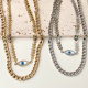 Stainless Steel Layer Cuban Chain Necklace With Eye Pendant