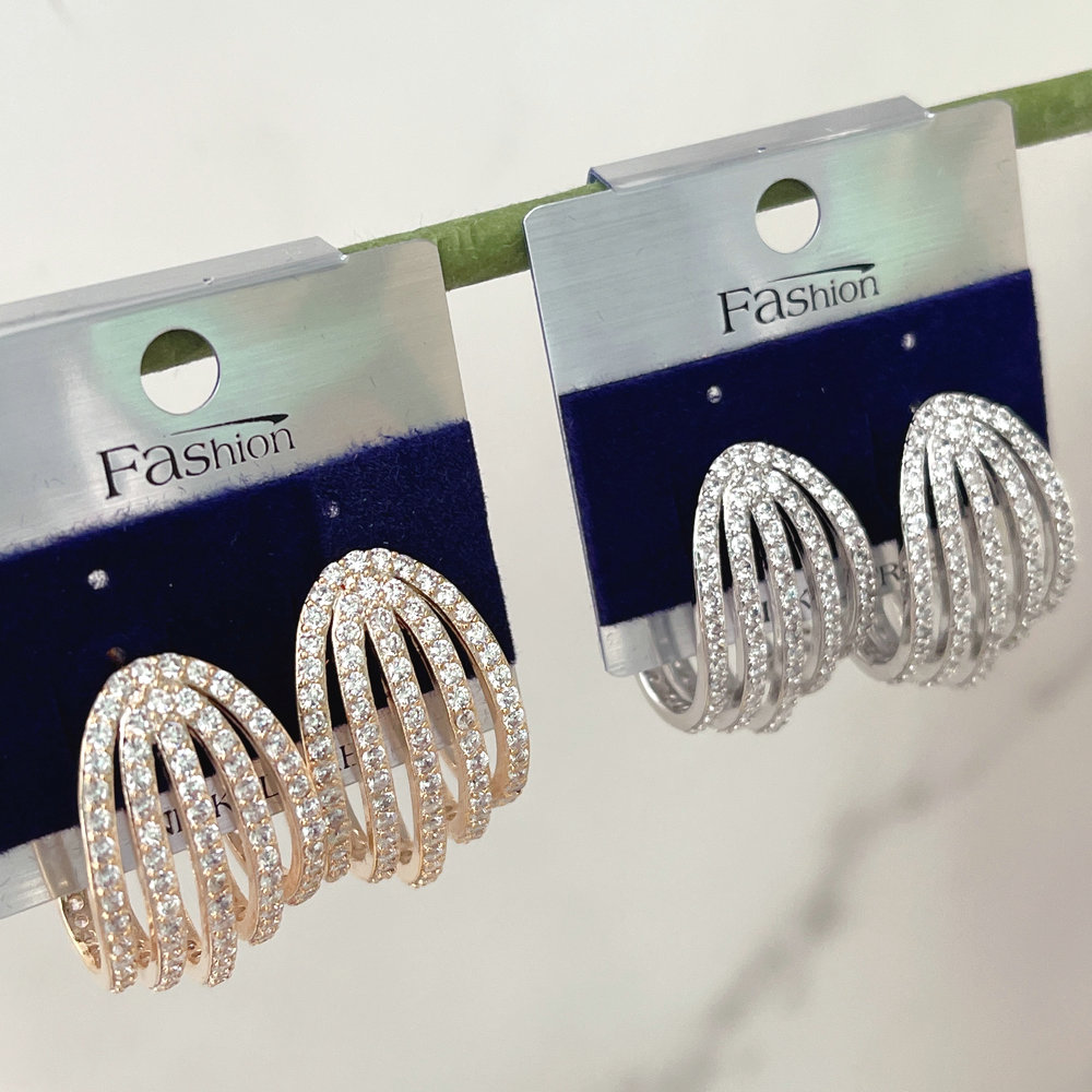 Mirco Pave Fashionable Scalloped Earrings CMEGL-2399313