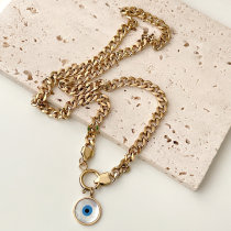 Stainless steel Cuban chain Necklace round Eye Pendant