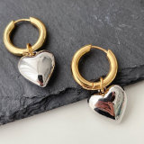 Two-tone peach heart pendant earrings CMEDYX-2399434