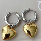 Two-tone peach heart pendant earrings CMEDYX-2399434