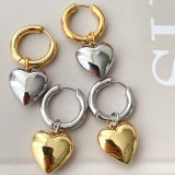 Two-tone peach heart pendant earrings CMEDYX-2399434