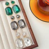 Square Big Stone Charms Earrings CMEADL-2401336